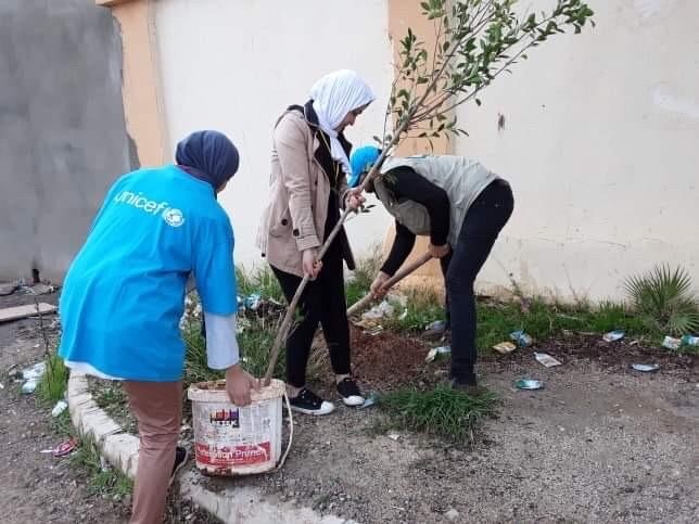 اليونسيف والجمعية الليبية يقومان بحملات التشجير وزراعة الأشجار ببنغازي